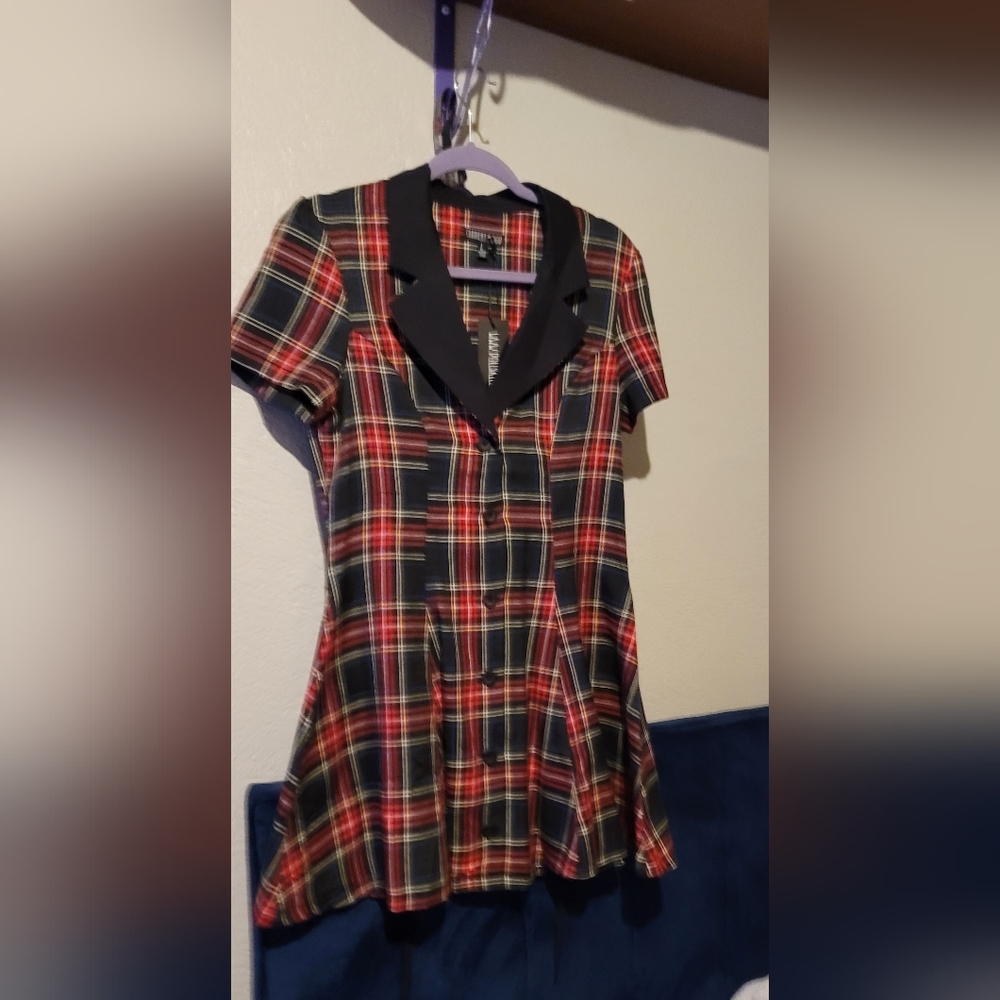 Current Mood~ Wine You Don't Exist Plaid Dress